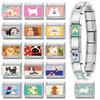 Cute Animal Series Cat Dog Eye Cherry Butterfly Italian Charm Links Fit 9mm Stainless Steel Bracelet Women DIY Making Jewelry