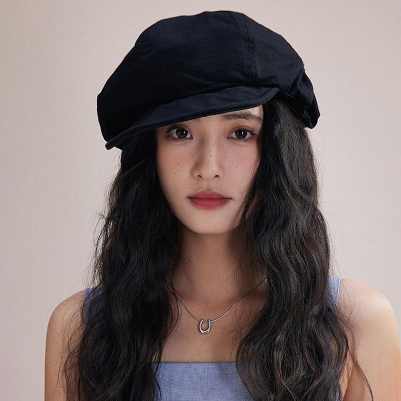 Vintage Japanese Beret Hat For Women Spring Summer Cotton Hemp Oversize Octagonal Hats Female Girl Soft Brim Newsboy Caps