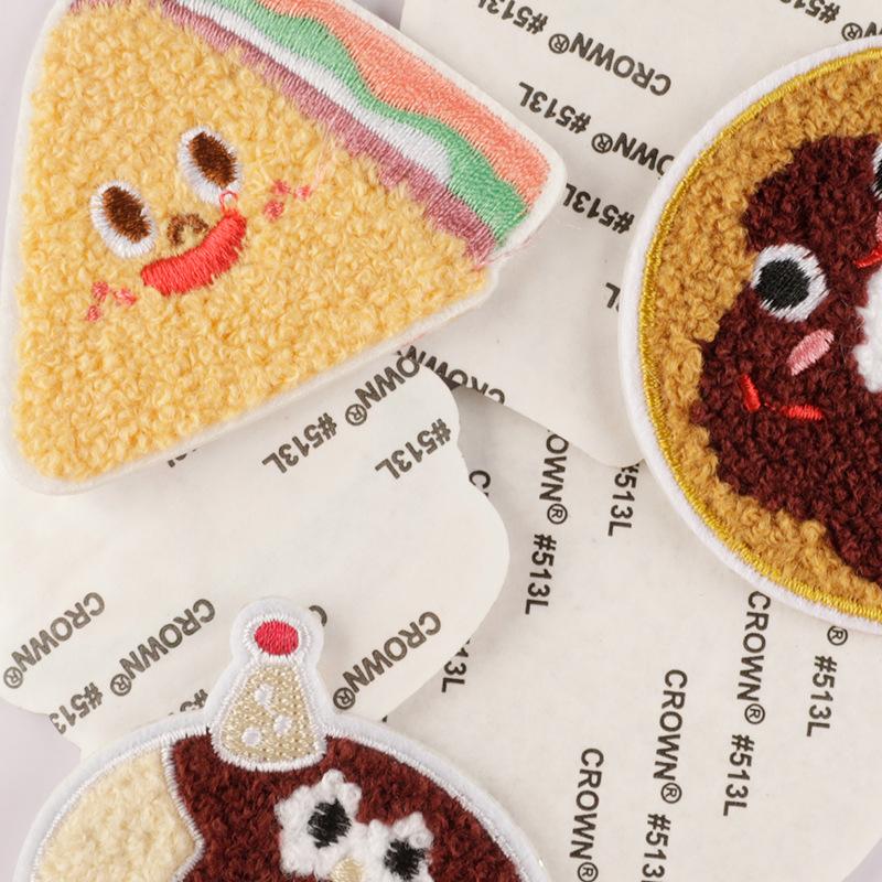 Self Adhesive Biscuits French Frie Patch For Clothing Iron On Embroidered Fabric Badge Patch Diy Apparel Accessories