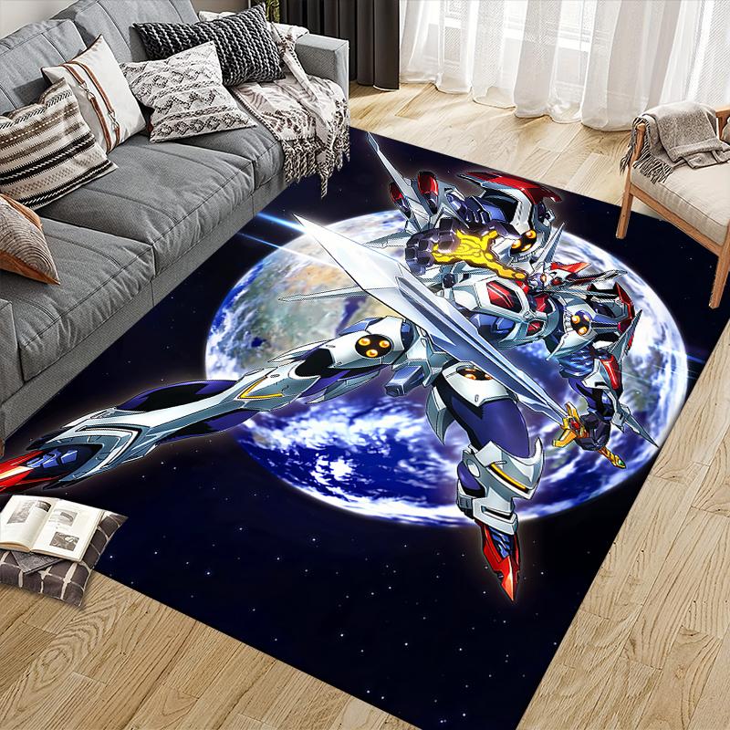 Mobile Suit Gundam Anime Poster Square Area Rug, Non-Slip Floor Mat for Bedroom, Perfect Gift for Gundam Fans.chl
