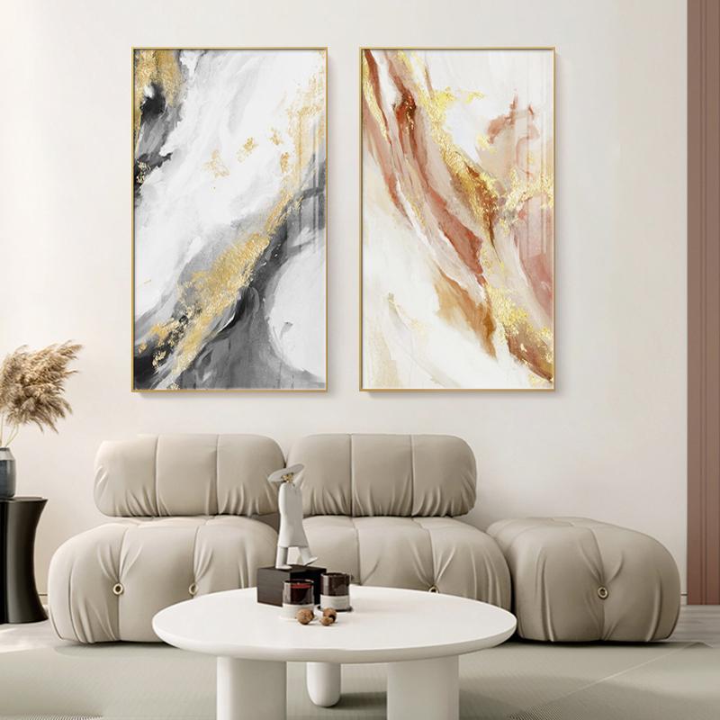 Nowoczesne, luksusowe obrazy do dekoracji wnętrz Hotel skandynawski, salon, plakaty i druki artystyczne Złota folia Abstrakcyjne obrazy na płótnie