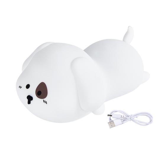 Silicone Night Light with Auto-Off Timer Cute Puppy Design Flicker Free Eye Protection Touch Control LED Bedside Lamp Decoration