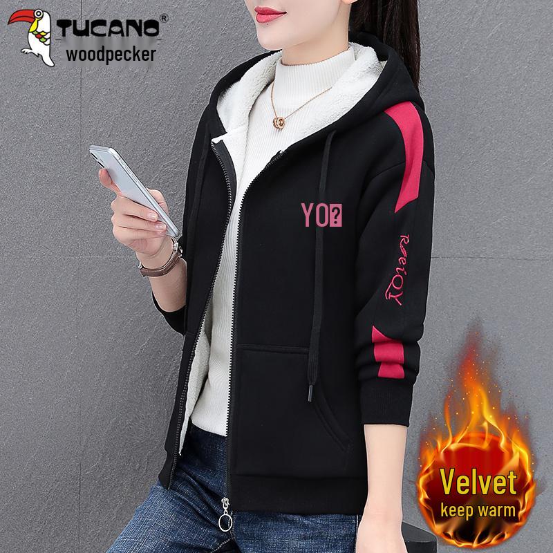 Woodpecker Women's Fleece-Lined Hooded Embroidered Coat: Autumn/Winter 2025 Fashion