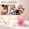 [Drawelry] Personalized Heart Necklace with Genuine Rose Bear Jewelry Box, Preserved Eternal Rose Hug Bear Gift Set, Heart Necklace Bear Box