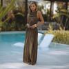 Wind Trend New Fashion Sexy Sleeveless Pleated Slim Waist Skirt Solid Color Dress Women