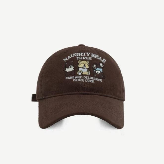 

Сладкая бейсболка с вышивкой медведя для женщин с большим обхватом головы, визуально уменьшающая лицо, защита от солнца, бейсболка с мягким верхом для мужчин adjustable