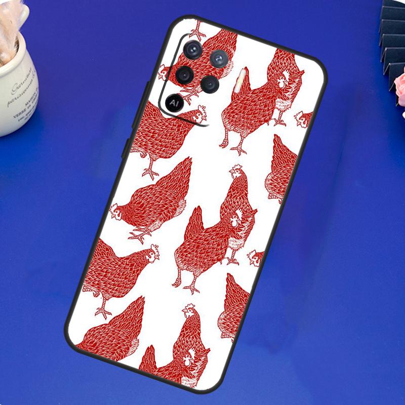 Cartoon Chicken Rooster Case For OPPO A17 A57 A77 A78 A15 A16 A52 A72 A76 A96 A74 A94 A5 A9 A31 A93 A54S A53S A57S