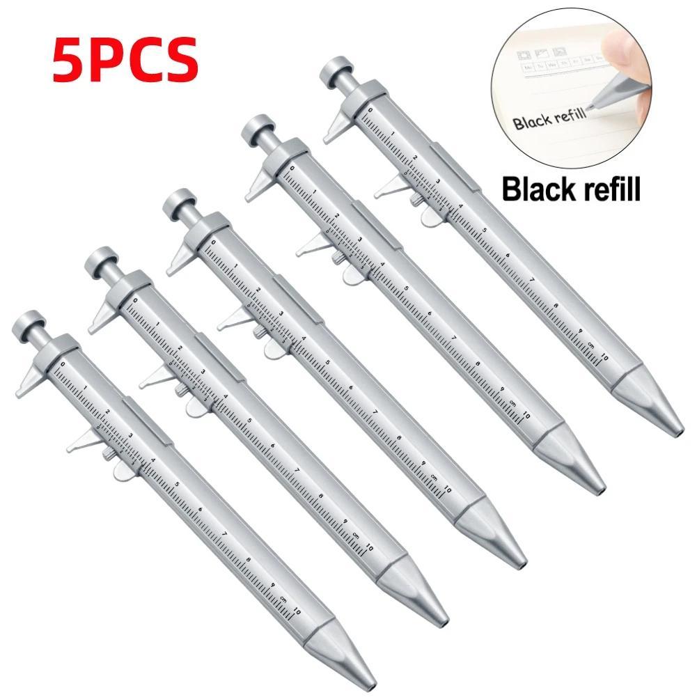 

5 шт. Многофункциональная штангенциркуль-линейка 0-100 штангенциркуль шариковая канцелярская ручка шариковая синяя/черная заправка инструменты штангенциркуля 5pcs серебряный