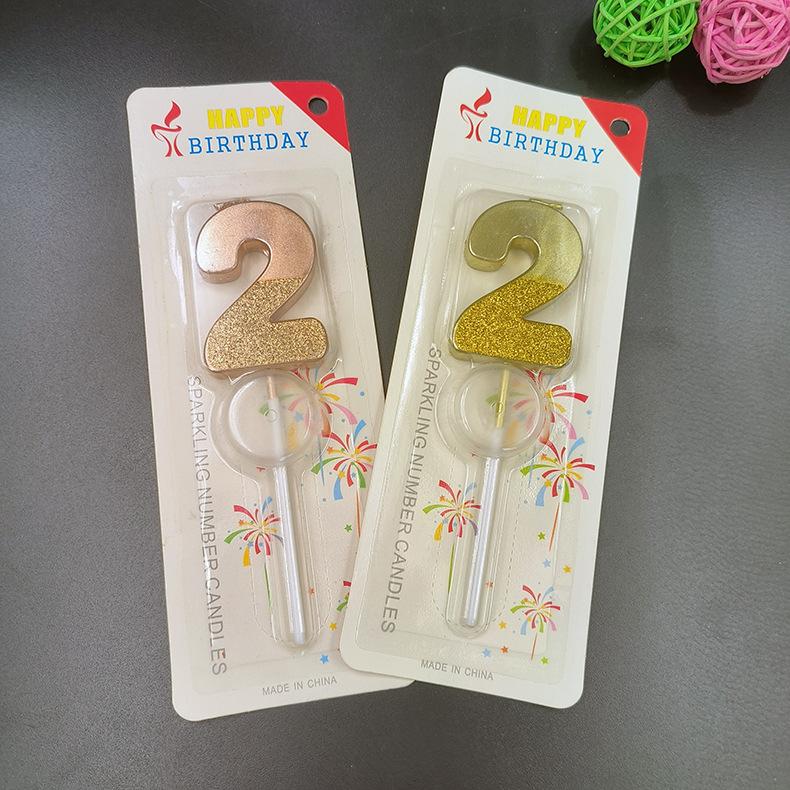 Atmospheric Digital Candle Creativity 0-9 Number Birthday Candle Cake Decoration Golden Glitter Candle