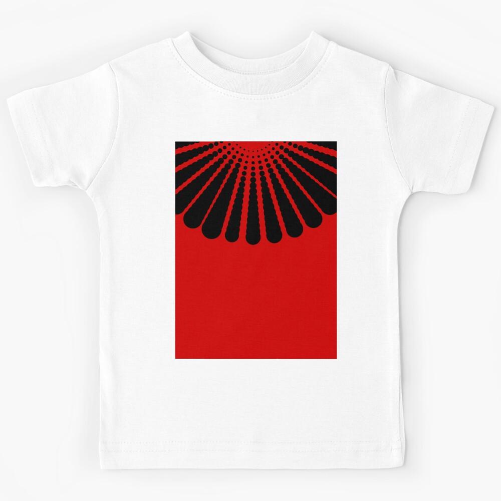 Black Dotted Red Pattern Kids T-Shirt 160