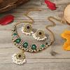 European Ethnic Tassel Gemstone Necklace & Earring Set: Light Luxury Pearl Crystal Clavicle Chain for Women's Travel Photography