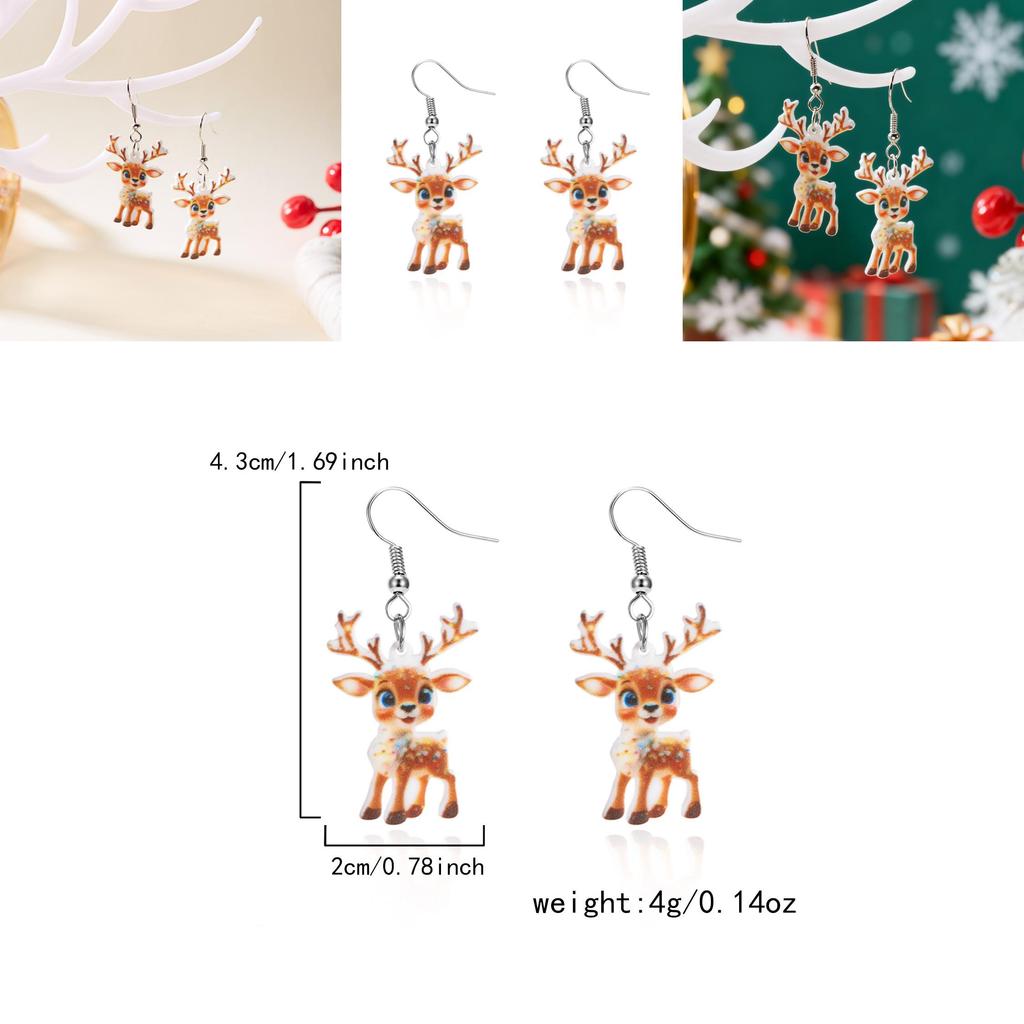 Festive Reindeer Acrylic Earrings For Women With Unique Geometric Style And Christmas Vibe