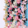 1pc Artificial Sakura Wall Hanging Vine, DIY Wreath Accessories, Wedding Home Office Arch Arrangement Decoration, Spring SummerR