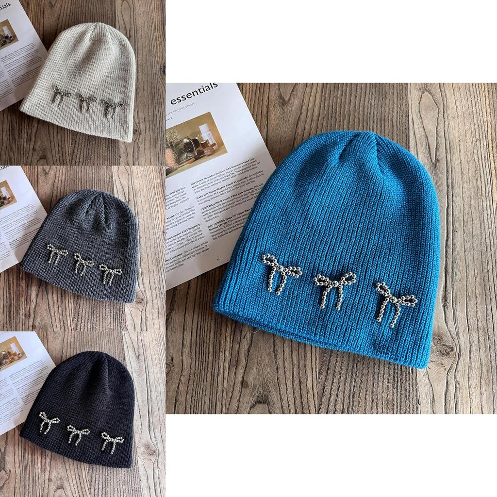 Knitted Hat For Women With Warmth And Bow Decoration Design For Fall Winter Fashion