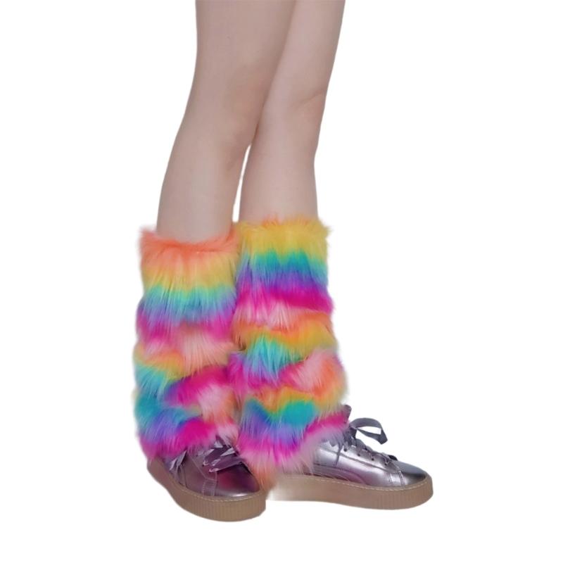 Womens Furry Party Costume Sexy Faux Furs Fuzzy Long Boots Shoes Cuffs Cover Leg Warmers/Boot Sleeves/Boot Covers Gifts