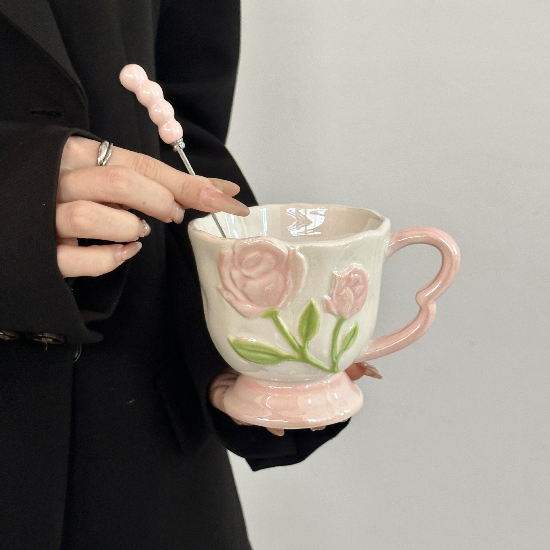 Exquise en hoogwaardige tulp parel licht mok huwelijksbedankje high-end gevoel voor meisjes' kantoor slaapzaal 401-500ml