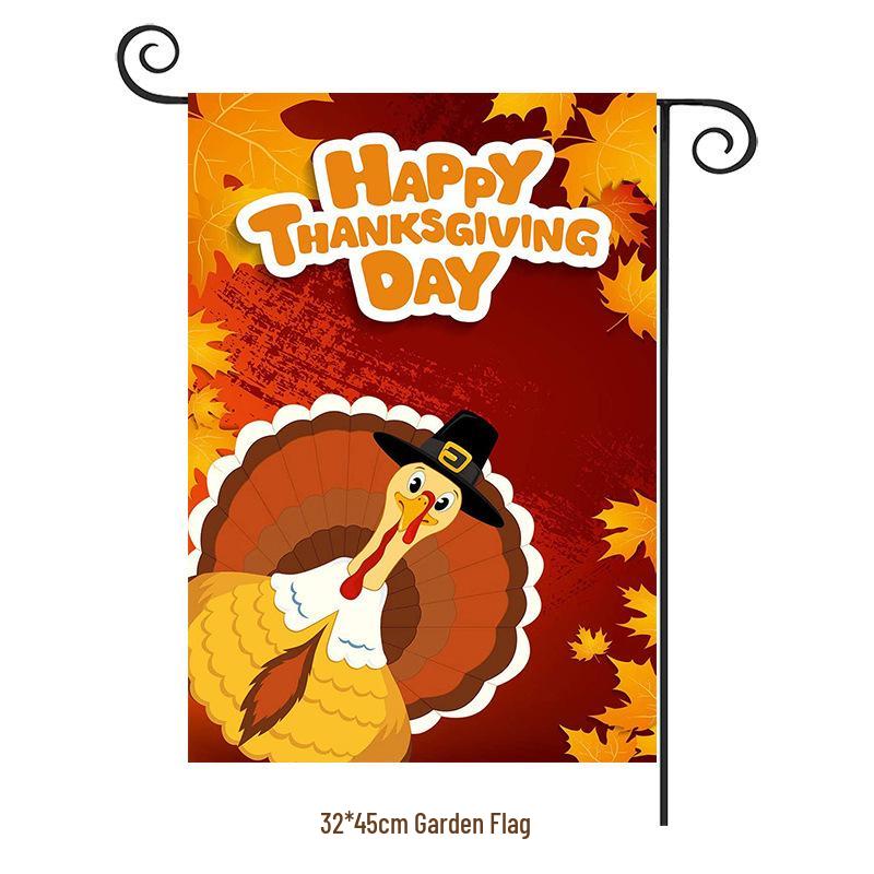 Turkey Yard Decoration Flag: Halloween Pumpkin & Thanksgiving Festival Garden Flag