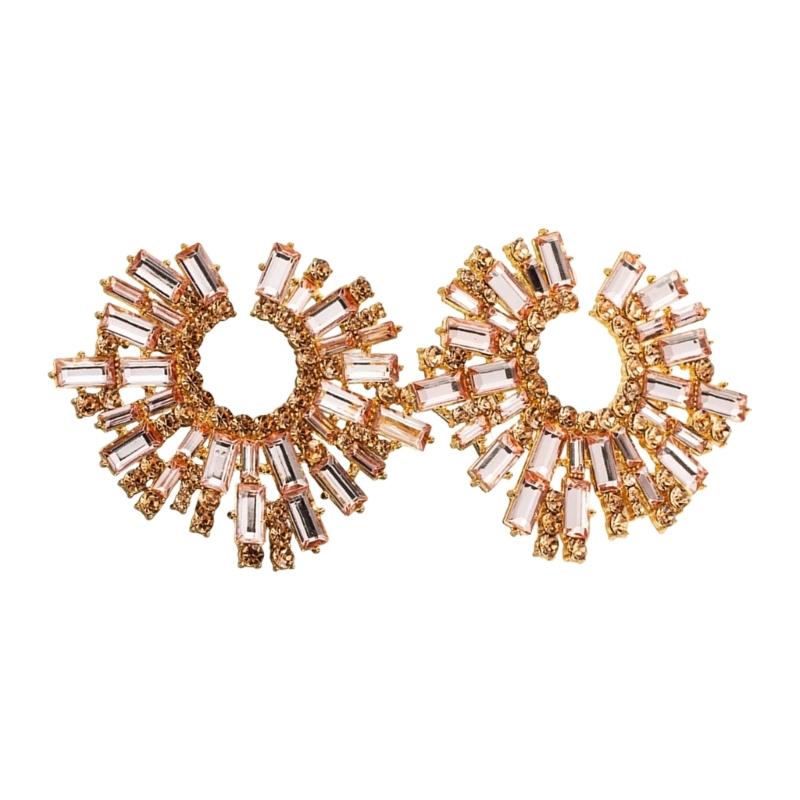 

Delicate Alloy Sunflower Earrings Glittering Stone Portable Designs Suitable For Daily Use