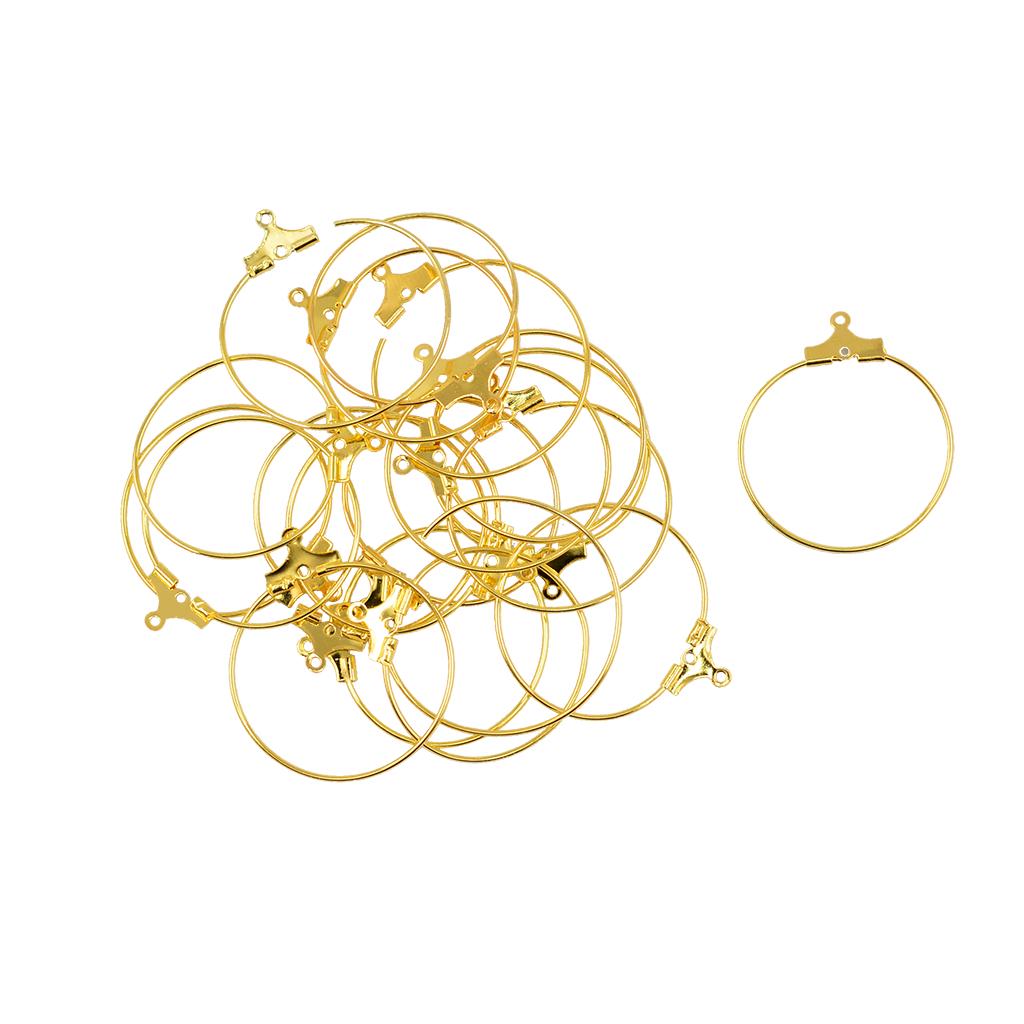 40Pcs Round Beading Hoop Earring Hook Connectors DIY Findings Silver+Golden
