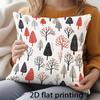 2D Flat - [2D Flat Printing] 1pc Easy Hand-Drawn Tree Pattern Double-Sided Printed Pillowcase, Holiday Home Decor Cushion Cover, Zipper Closure, Machi