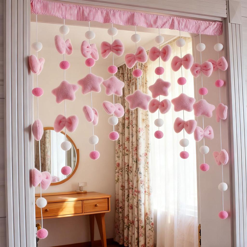 Colorful Cloud Ball Curtain for Bedrooms, Tea Rooms & Bathrooms - Warm, Decorative Entryway Curtain