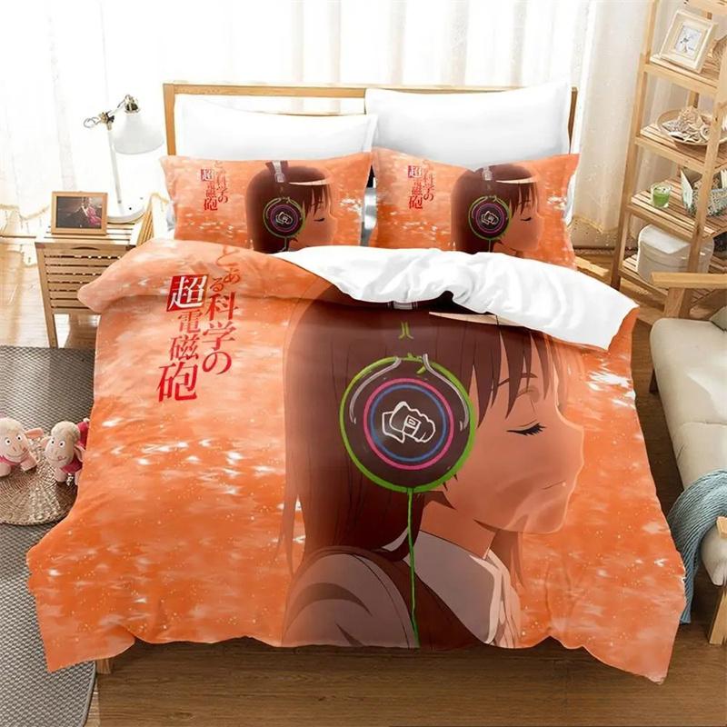 Misaka Mikoto A Certain Magical Index Railgun Bedding Set,Girls Adult Single Twin Queen Size,Duvet Cover Pillowcase Bedding