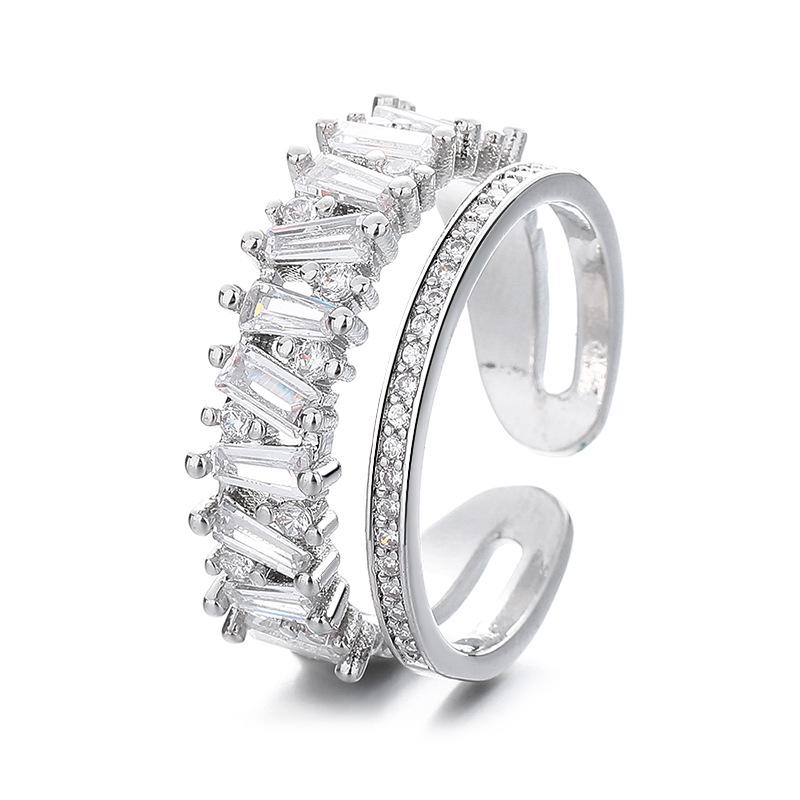 Irregular Double Layer Open Ring for Women - Stylish, Niche Design with Light Luxury and Personality for Index Finger