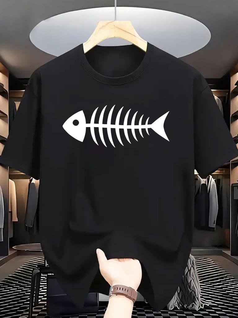 2026 Unisex Frühling Einfaches Fischgrätenmuster Druck T-Shirt Baumwolle Unisex Streetwear Übergroß Locker Lässig Klassisch Kurzarm