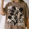 Comfort Colors Dark Floral Leopard Collage Shirt and Kids Tshirt : Coquette Block Print Linocut Aesthetic Tee