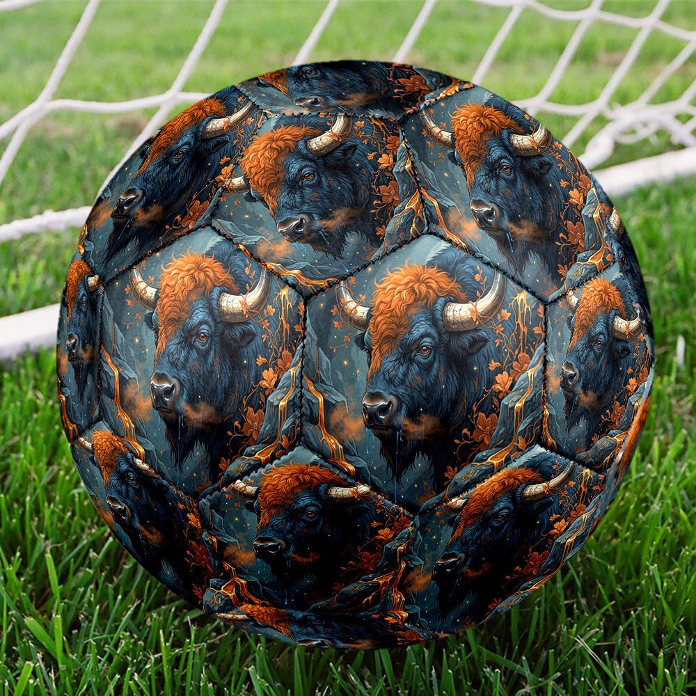 1pc Mythical Bull Landscape Theme Soccer Ball Football, Size 5, Lightweight PVC, Durable Outdoor Training Soccer Ball, Gift M61419