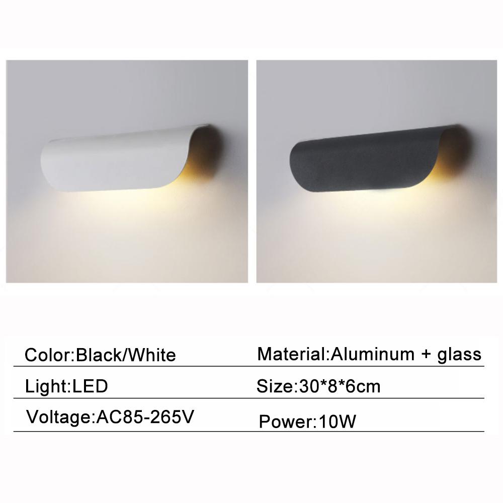 10W Aluminum LED Wall Lamp Modern Outdoor/Indoor IP65 Waterproof Entrance Decor Sconce Garden Porch Bedside Home Wall Light