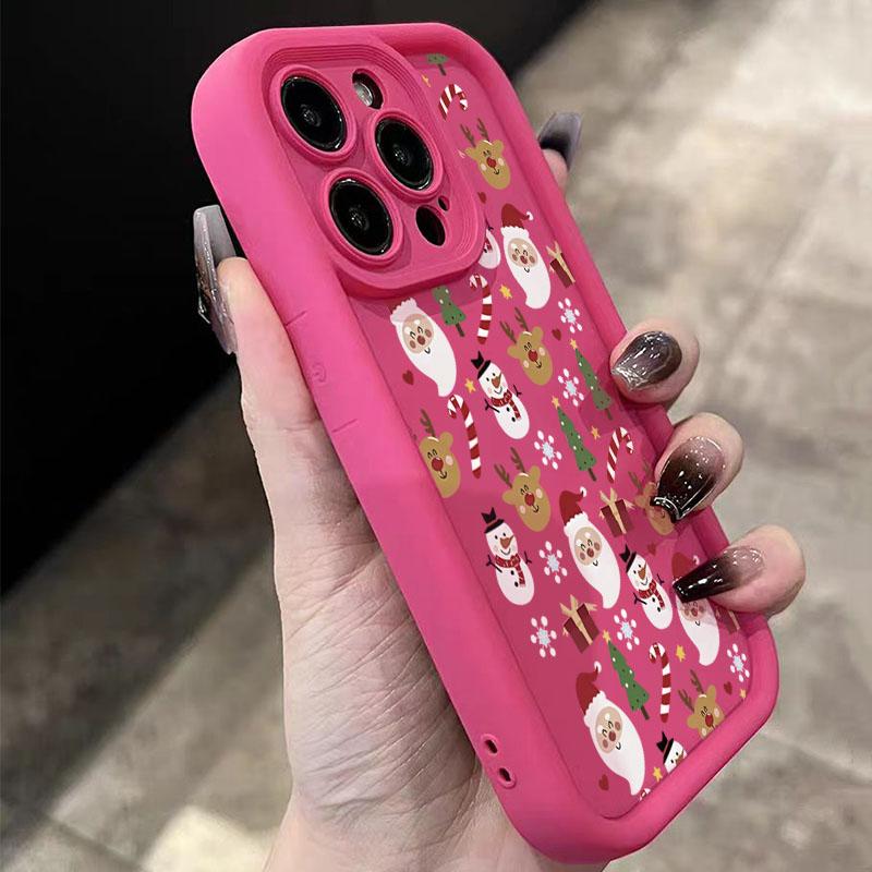 

Santa Claus Reindeer And Snowman Phone Case For iPhone 17 16 Pro Max 15 14 13 12 11 XS XR 7 8 Plus 16E Shockproof Soft TPU Cover iPhone SE (2020) розы красного