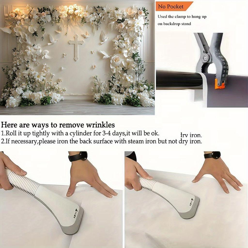 Ein Kreuz mit Blumen und ein weißer Stoff mit Blumenmuster, kein Strom erforderlich, geeignet für Hochzeiten