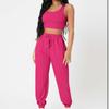 GMXIA Spring Solid-color Round-neck Vest Women's High-waisted Fashionable Casual Long Pants Set