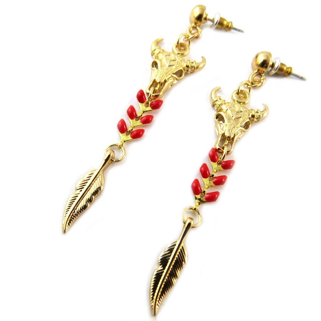 Les Trésors De Lily [P1909] - Artisanal Earrings 'Azuni' Golden Red (handmade)