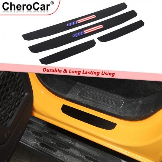 4X Защитные накладки на пороги для Ford Bronco + Черный флаг