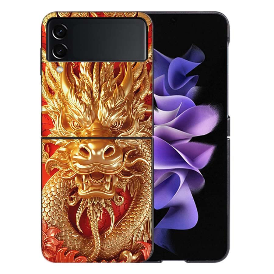 Golden Holy Dragon Coque For Samsung Z Flip7 6 Galaxy Case Shockproof Z Flip5 Z Flip3 4 5G Hard Cover Phone TPU PC Hard Funda