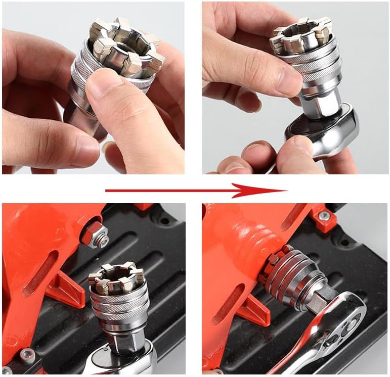 Multifunctioneel Universeel Dopsleutelgereedschap 10-19mm Verstelbare Dopsleutel voor 3/8" Aandrijving Ratel Momentsleutel Boormachine