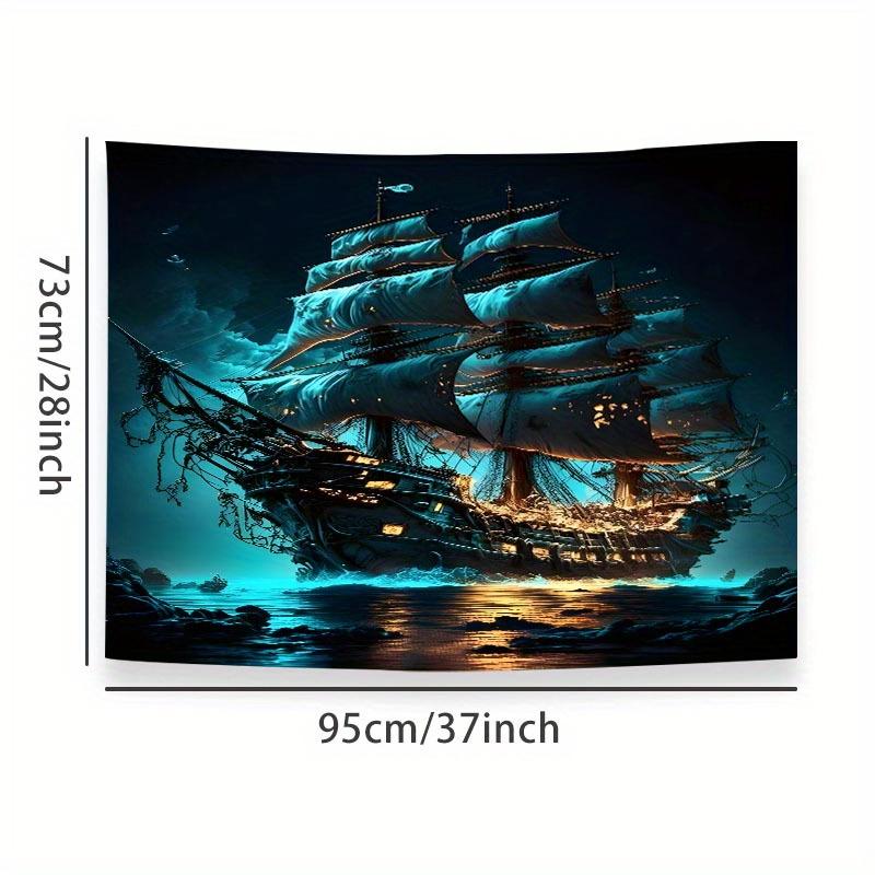A Mysterious Midnight Voyage Tapestry: Embark On a Magical Journey with This Stunning Wall Art Featuring a GhostlyShip Sailing
