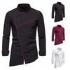 Men's 2026 Solid Color Stand Collar Long Sleeve Plus Size Formal/Casual Shirt, European Fit.