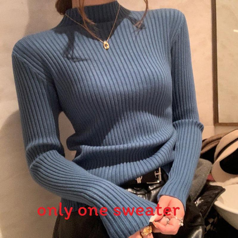 Womens Knit Sweater With Stand Collar And Spliced Design For Elegant Office Wear
