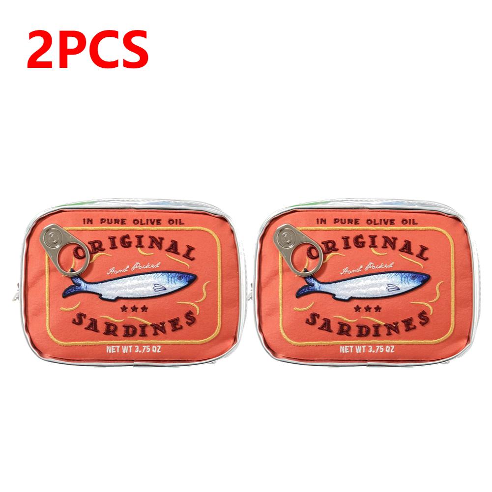 Cute Cosmetic Bag Sardines Cans Shape Funny Bag Creative Portable Toiletry Bag Fashion Zipper Multi-function Soft Makeup Bags