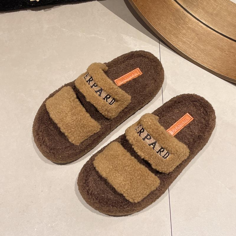 Fashion Outerwear Autumn and Winter New Thick-soled Cotton Slippers Fluffy Slippers Women's Home Fluffy Warm Slippers