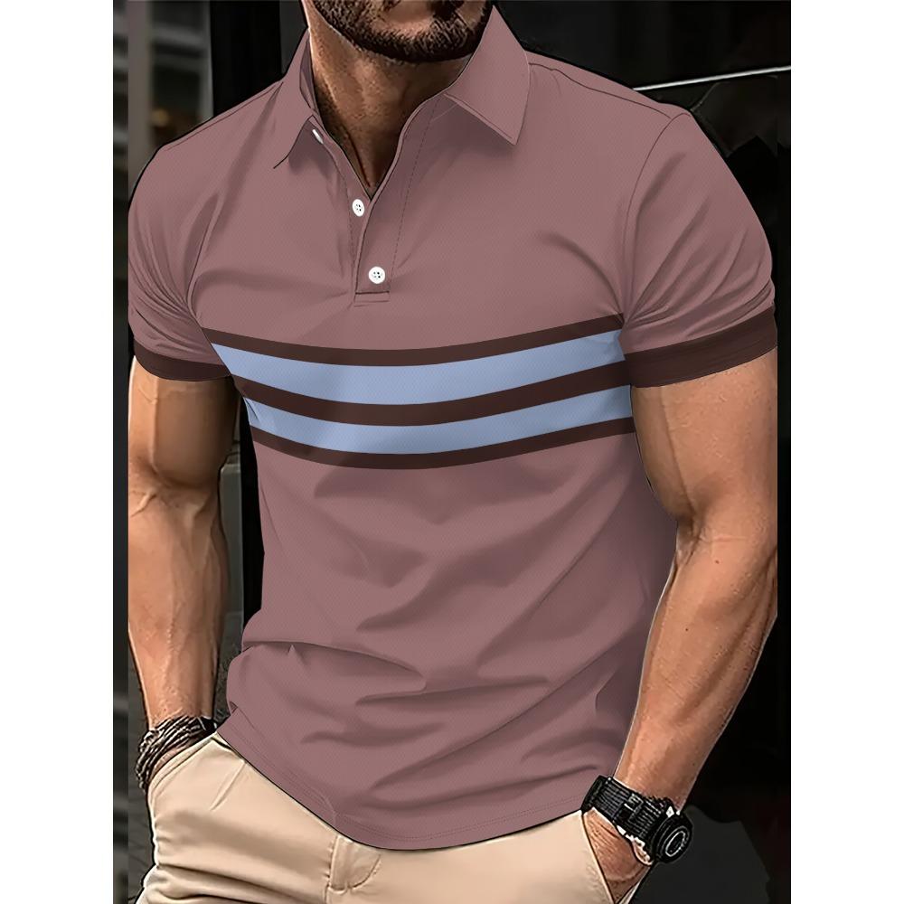 Summer men's striped polo shirt casual outdoor men's clothing