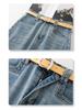 Summer 2025 Women's High-Waist Blue Denim Midi Skirt - Slimming A-Line for Pear-Shaped Bodies