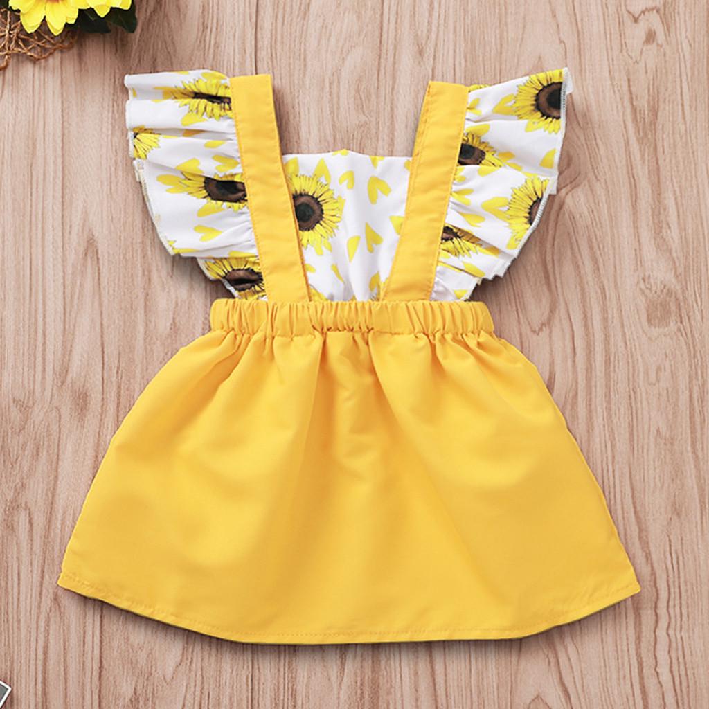 Buy KNIGHT Newborn Infant Baby Girls Ruffled Sunflower Print Dress Sundress Summer at affordable