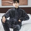 Men's Thicken Warm Pajamas Sets Flannel 2 Piece Sets Sleepwear Male Autumn Winter Home Suit Soft Nightwear Pijama Loungewer