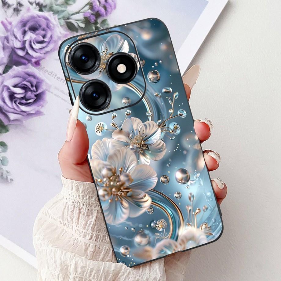Luxury Matte Silicone Soft Case For Tecno Spark 10c 10 Pro Spark10 4G 5G KI5k KI5q KI7 KI8 Capa Flower Loving Heart Bowknot Etui