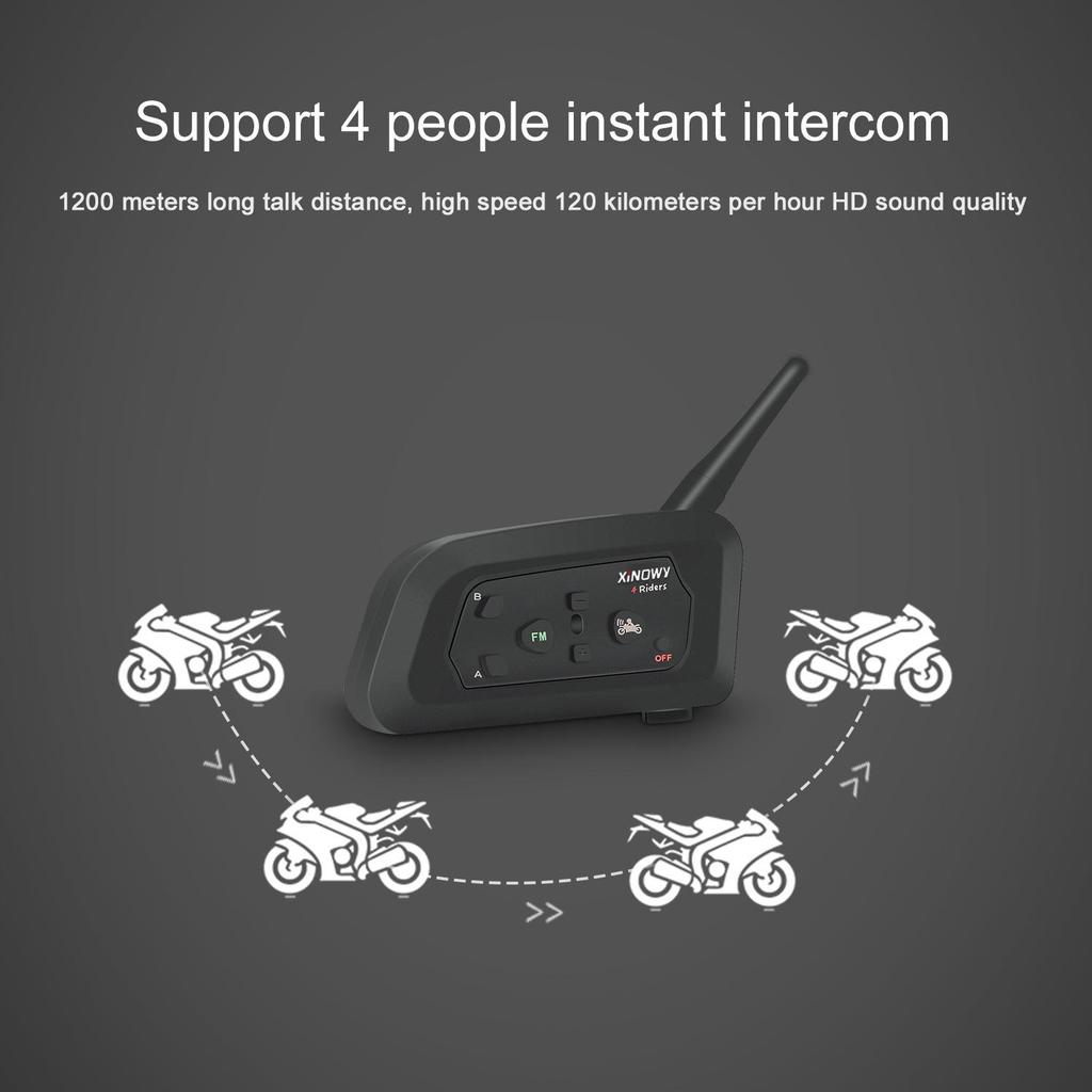Xinowy V4Pro 4-Person Bluetooth Motorcycle Intercom Helmet Headset