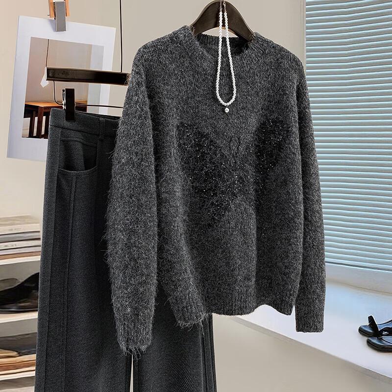 

Women s Butterfly Sequin Jacquard Sweater One Size